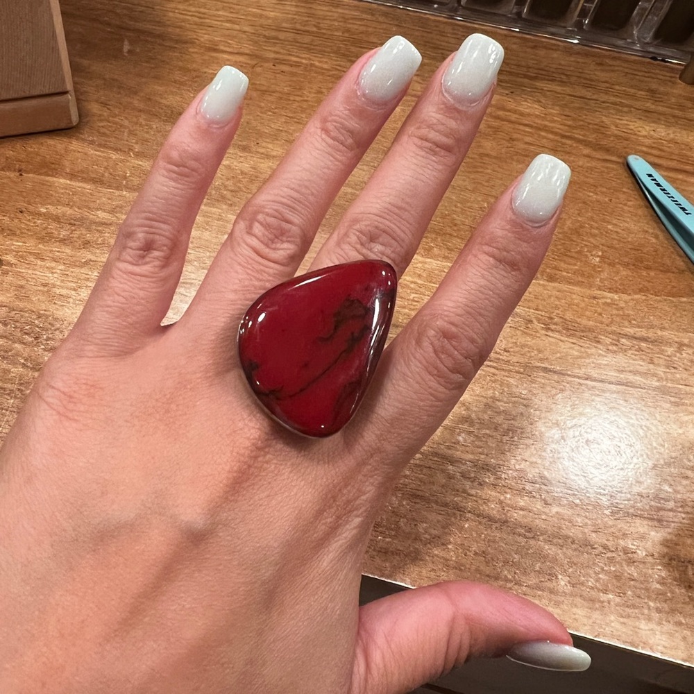 Red Bold Statement Ring - image 2